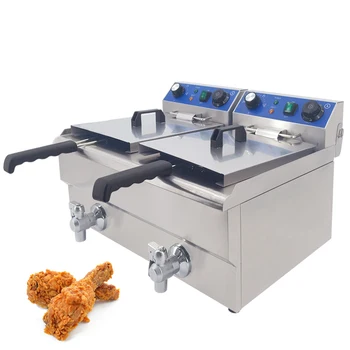 

Commercial Deep Fryer Electric Chicken Potato Chips Deep Fryer 10L & 10L+10L Smokeless Kitchen Electric Oil Fryer With Timing