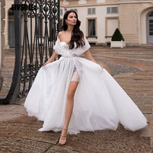 

Fivsole Elegant Sweetheart Vestido De Noiva Wedding Dress Glitter Train Princess Bride Dresses 2021 Robe De Mariee Side Slit