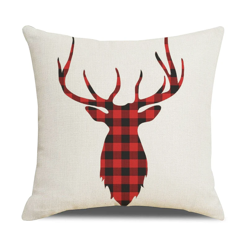 

Christmas Pillowcase, Plaid Floral Print Pillow Cover Square Accessories Christmas Decorations