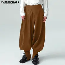 

Men's Closed Leg Pantalons Opening Zipper Split High Waist Pants Solid All-match Simple Comeforable Bloomers S-5XL 2021 INCERUN