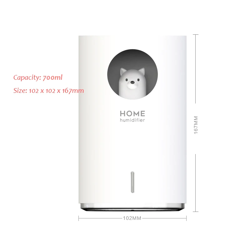 700ML B White USB увлажнитель воздуха Мини Арома эфирные масла диффузор холодный туман производитель Fogger очиститель воздуха для дома со светодиодными ночными огнями - Цвет: 700ML B White
