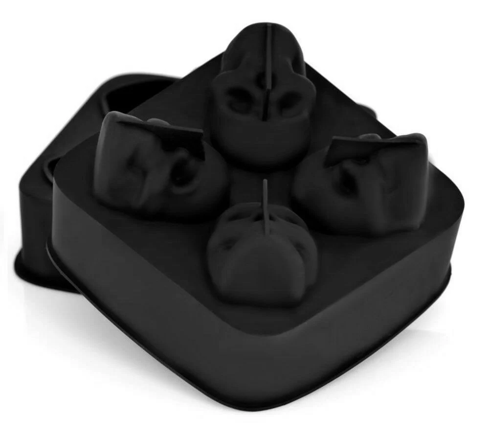 3D hoe 4 лоток для льда силиконовая форма для Хэллоуина вечерние мягкие Кухонные гаджеты форма для льда