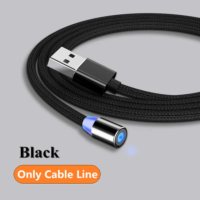 Магнитный USB кабель для быстрой зарядки для Android IOS Iphone TYPE-C Micro USB кабель для передачи данных для Xiaomi Redmi samsung шнур с магнитной вилкой - Цвет: Black Line