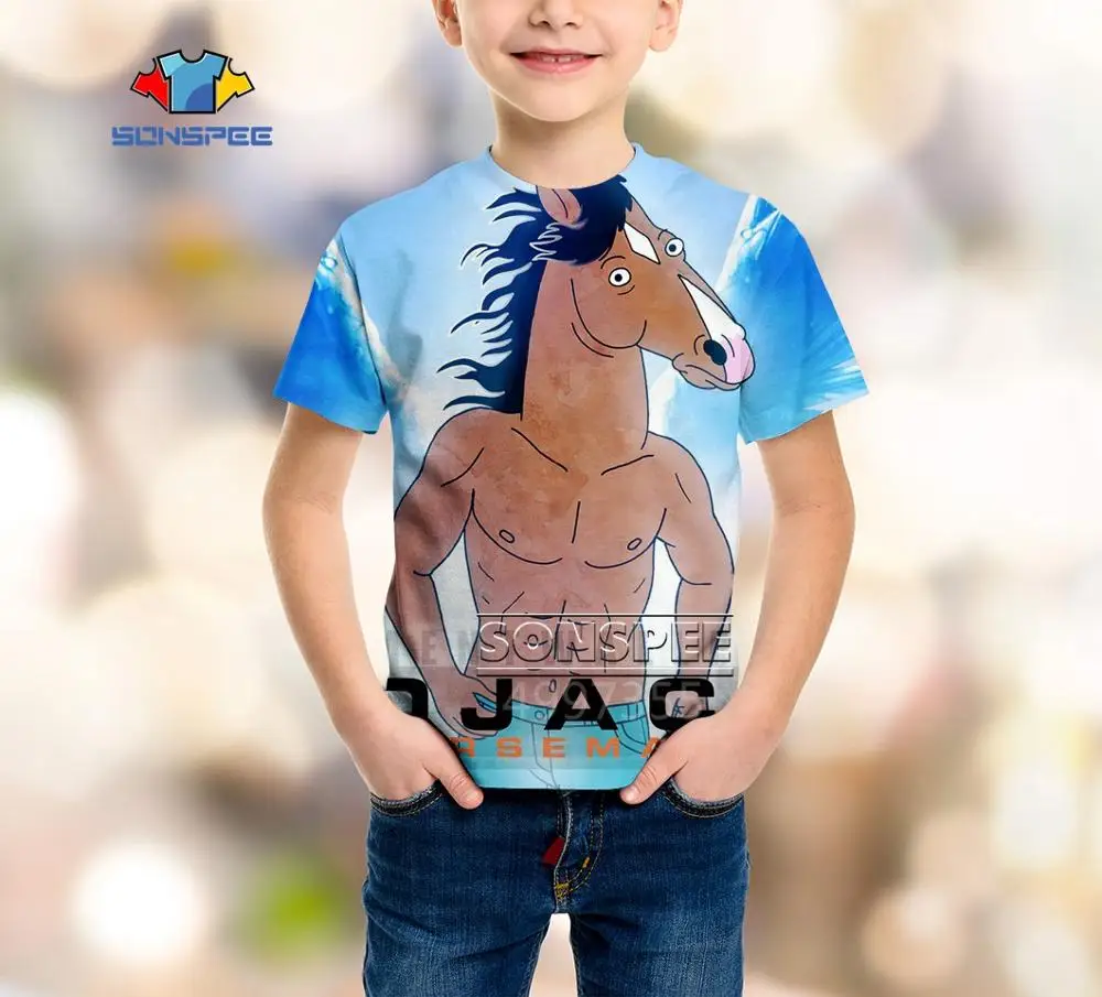 2 SONSPEE BoJack Horseman Harajuku boys girls teens Fashion T-shirt Casual Cartoon 3D Printed short sleeve top tees pullover A569 - Цвет: 2