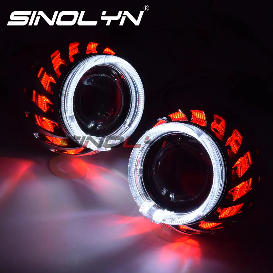 Sinolyn фары линзы H4 H7 Биксеноновые 2 5 проектор ангельские глаза спиральный Hotwheel