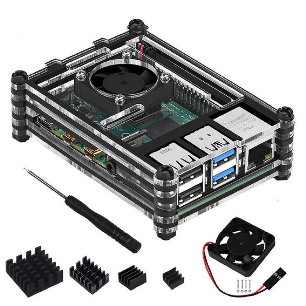 Новый акриловый прозрачный чехол для Raspberry Pi 9 слоев с охлаждающим вентилятором