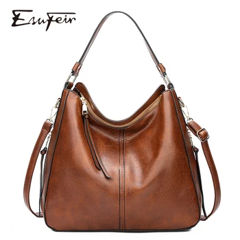 

PU Leather Female Shoulder Bag Large Capacity Women Handbag Tote Bags Soft Oil Wax Artificial Leather Women Crossbody hobo Bag