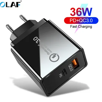 

36W USB Charger Quick Charge 4.0 PD 3.0 Type C Fast Charger US EU Plug Adapter Supercharger For iPhone 11 X XR XS 8 Xiaomi Mi 9