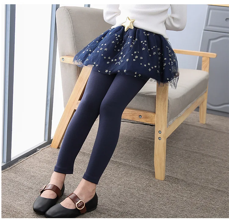 Childrenswear Girls Gauze Leggings Spring And Autumn Outer Wear Trousers Children Mock Two-Piece Culottes Baby Girls Pants