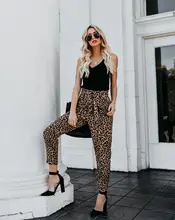 

New Leopard Print Pants Autumn Temperament Travel Casual Lace Leopard Print Pants Women Bottoms Pants