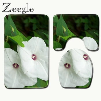 

Zeegle Flowers Printed Bathroom Floor Mat Microfiber Rug Non Slip Shower Mat Washable Bath Mat Quick Dry Mat Toilet Carpets