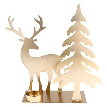 

1 Pc Christmas Iron Candlestick Adornment Creative Candle Holder Decoration