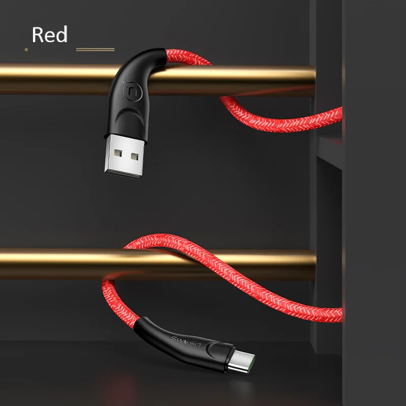 USAMS usb type-C кабель 3 м для Xiaomi Redmi Note 7 mi9 samsung huawei type-C кабель для зарядки мобильного телефона type C кабель для зарядного устройства - Цвет: Red