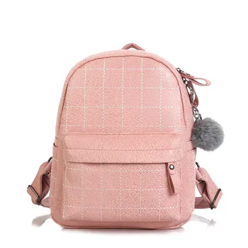 

2020 Spring New Ball Ball Pendant Backpack Female Shoulder Bag Sweet Lady Women's Backpack Pleated Bag