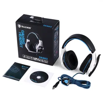 

SADES SA903 7.1 Surround Sound USB PC Stereo Noise-Canceling Gaming Headset High Sensitivity Volume-Control with Mic LED Light