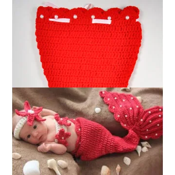 Детский костюм для фотосъемки для новорожденных девочек и мальчиков, Propsclothes, наряд, милый комплект детской одежды с русалочкой, красный теплый шерстяной зимний костюм