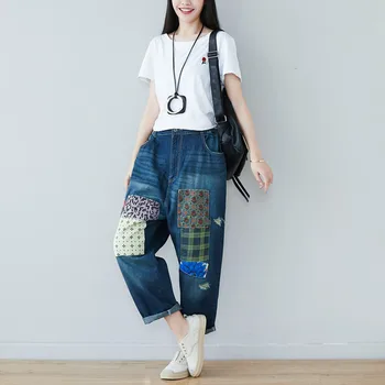 

One Shirt With Water New Personality Hanging Crotch Jeans Will Ma Xianshou Directly Canister Leisure Time Pants Baggy Haren