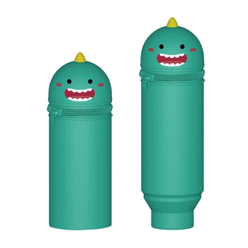 

Cute Cartoon Large Silicone Pencil Holder Dinosaur Pig Bear Pen Bag Telescopic Design Pouch Pencil Purse Dirt Resistance