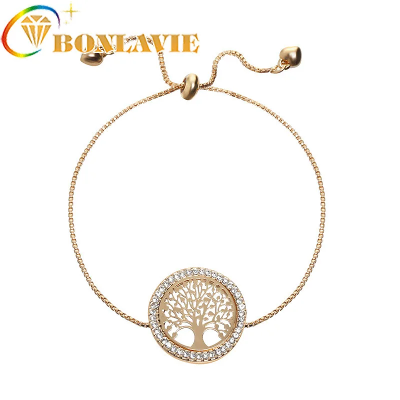 Crystal Tree Of Life Charm Bracelets Bangles For Women Simple Adjustable Chain Bracelet Jewelry