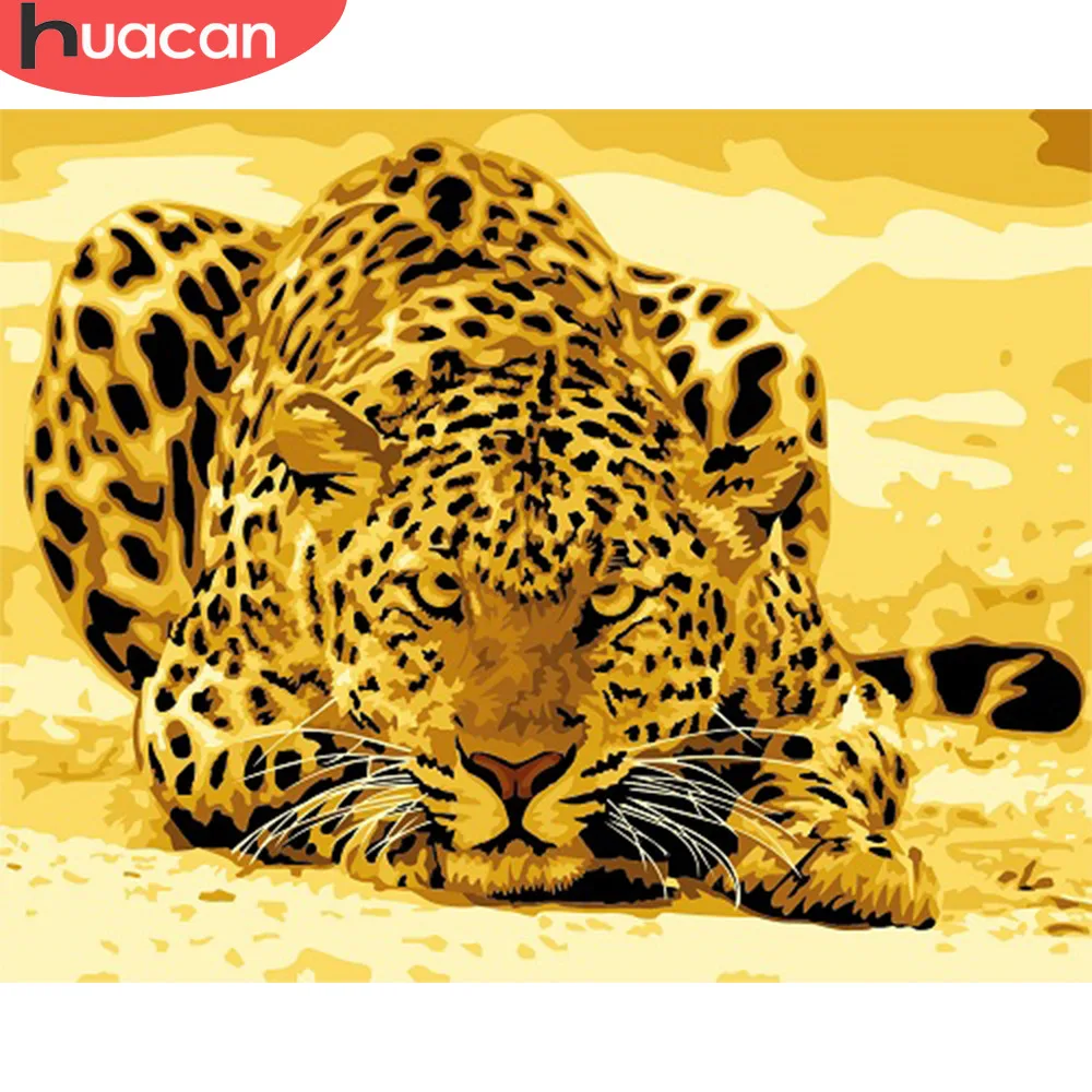 

HUACAN Painting By Numbers Kits Animals Leopard Pictures Drawing Canvas HandPainted DIY Home Decoration Gift