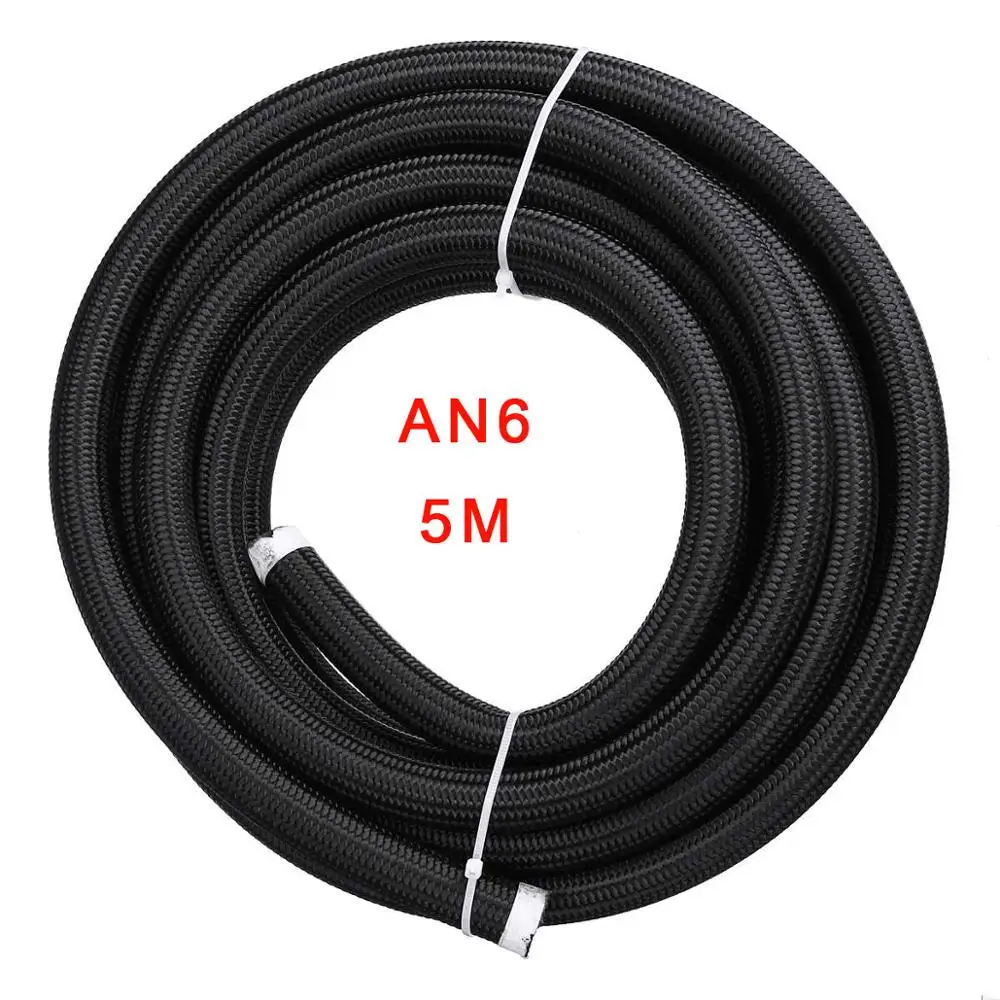 

5M16FT AN4 AN6 AN8 AN10 Fuel Hose Oil Gas Cooler Hose Line Pipe Tube Black Nylon cover Stainless Steel Braided Inside CPE Rubber