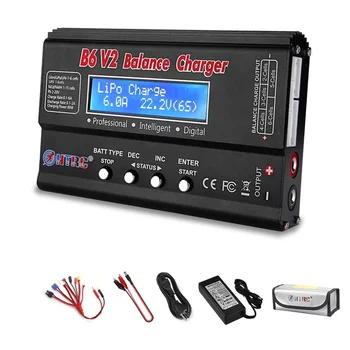 

HTRC imax B6 V2 80W Battery Balance Charger+15V 6A AC Adapter + LiPo Safe Battery Guard Explosion - Proof Bag+8 in 1 Cables Set