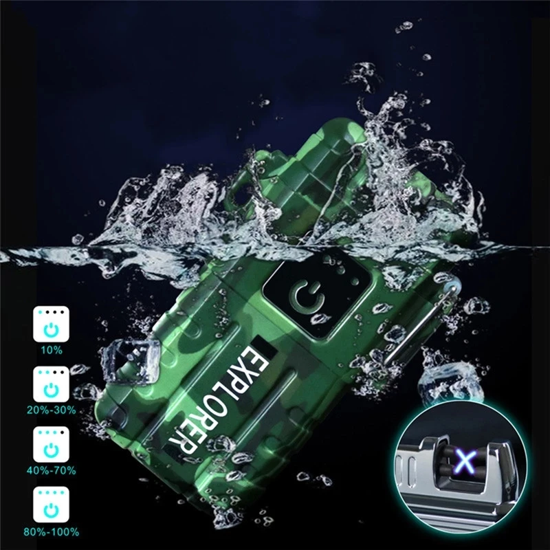 

USB Charging Plasma Cigarette Lighter Windproof Waterproof Lighter For Outdoor Camping Sports Double Arc Lighter For Smoking