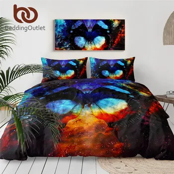 

BeddingOutlet Butterfly Duvet Cover Set Cosmic Space Bedding Set Psychedelic Galaxy Bed Cover 3pcs Abstract Colorful Bedspreads