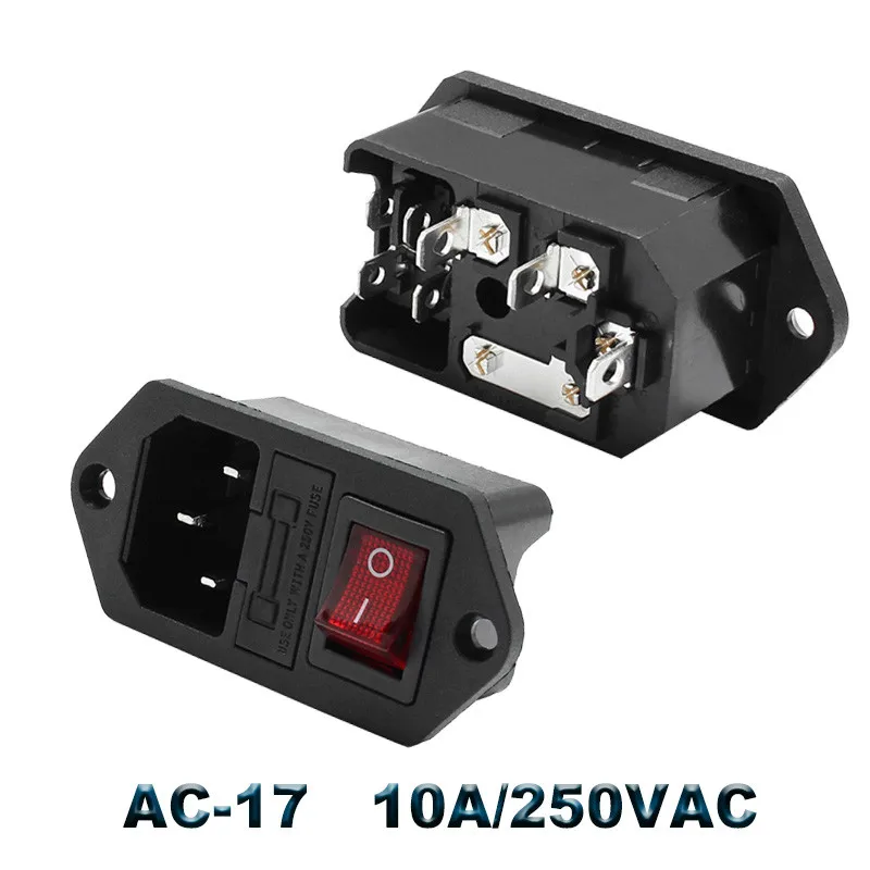 smart wall switch IEC320 C14 Electrical AC Socket 3 pin red LED 250V Rocker Switch 10A fuse female male inlet plug connector 2 pin socket mount light sensor switch Wall Switches