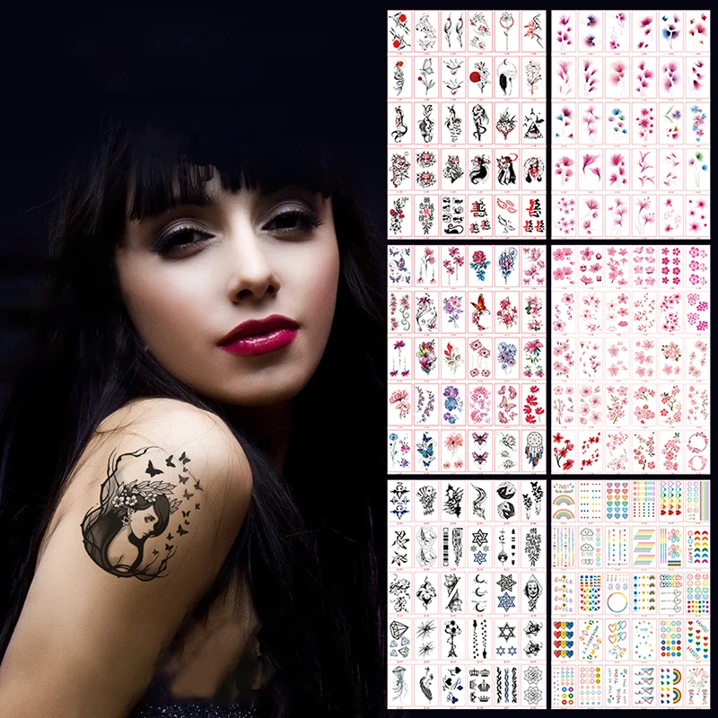 

30PCS Temporary Tattoo for Women Waterproof Tattoo Stickers Body Transfer Fake Tattoos Art Tatouage Temporaire Femme Cute Kids