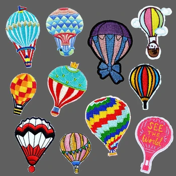 

Hot Air Balloon Patches For Clothing Rainbow Iron on Embroidered Sew Applique Cute Patch Fabric Badge Garment DIY Apparel