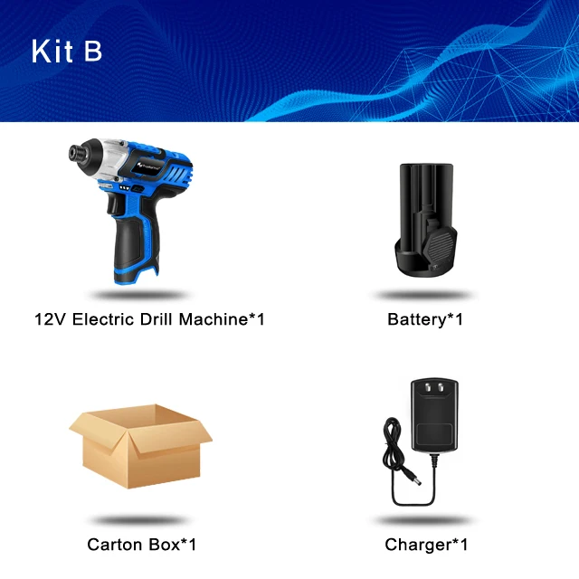 kit 1 PROSTORMER 12 В Электрическая аккумуляторная отвертка дрель 100 нм крутящий момент Электрический сверлильный станок мини ручная дрель беспроводной электроинструмент - Цвет: kit 1