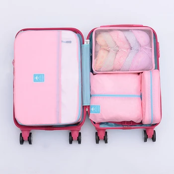 

4 PCS Travel Storage Bag Set Suitcase Pouch Travel Organizer Bag Case Shoes Packing Cube Bag Clothes Compression Storage Bags