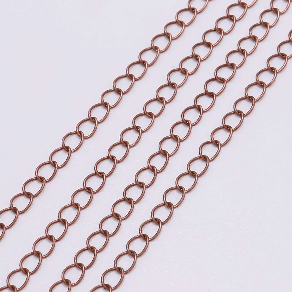Red Copper 5 м/лот 2,5-4,8 мм позолоченное серебро звено веревки цепи ожерелье поставки DIY для латуни объемная цепь ювелирных изделий Аксессуары - Цвет: Red Copper
