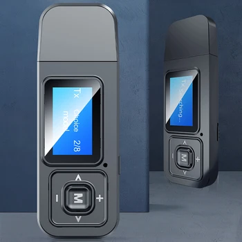 

LCD screen display Bluetooth adapter Bluetooth receiver transmitter two-in-one hands-free call Bluetooth 5.0