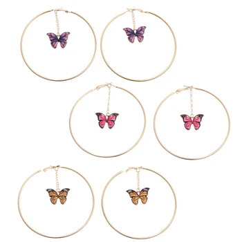 

Colorful Butterfly Charm Earrings For Women Color Big Hoop Earring Female 2020 Fashion Jewelry Simple Circle New
