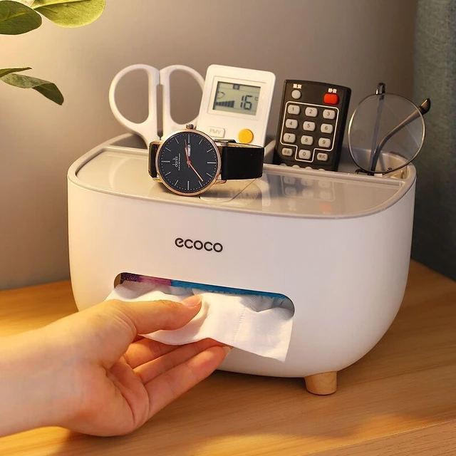 Ecoco Tissue Dispenser Napkin Box Holder Multi Function Remote