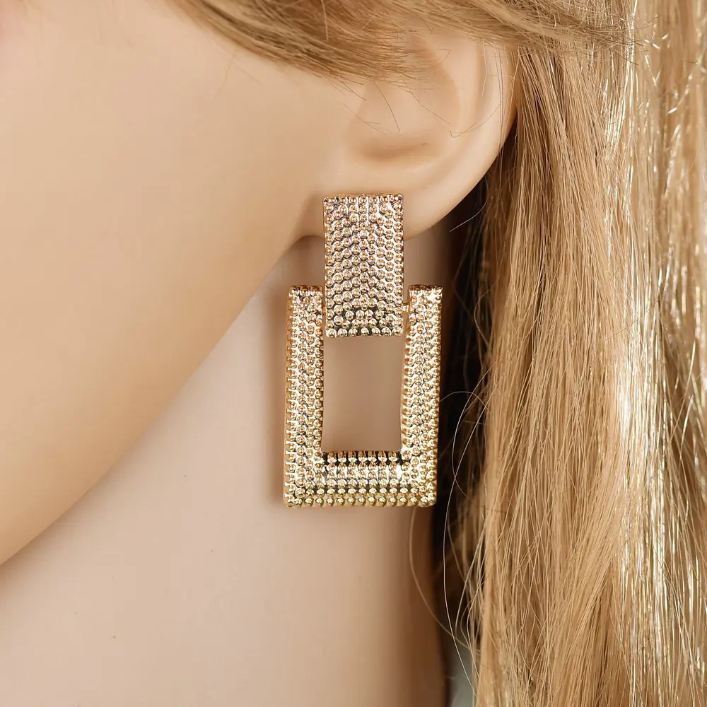 

Exaggerated square bump alloy earrings female European and American fashion retro ear jewelry 2019 new