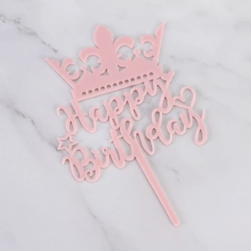 INS с днем рождения акриловый торт Топпер кекс Топпер для день рождения торт украшения детский душ - Цвет: Pink