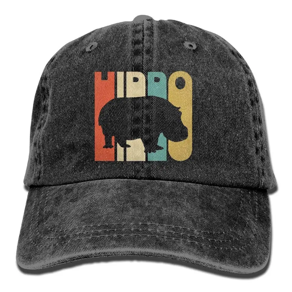 Винтажный стиль Бегемот силуэт Джинсовая Шляпа Регулируемая унисекс забавная бейсболка