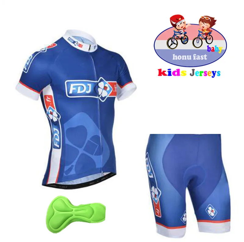 

FDJ Quick Dry Kid Team Cycling Jersey Set with Pad Kit Professional Customization Breathable Children Riding Suit Bicycle jersey