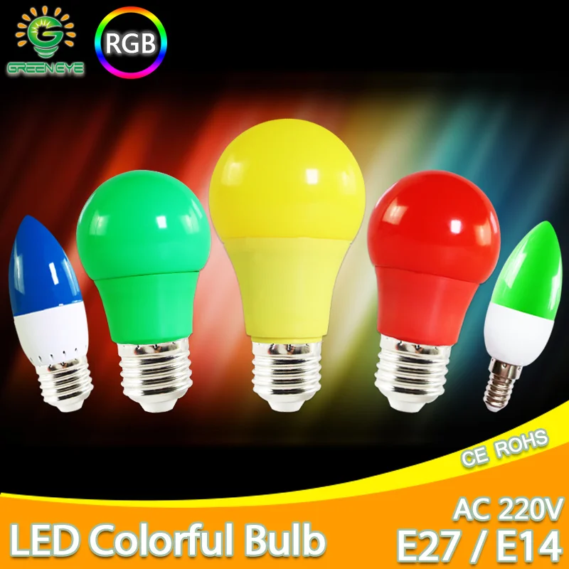 Светодиодный лампы E27 E14 3 Вт 5 7 светильник RGB A60 A50 G45 C35 СВЕТОДИОДНЫЙ свеча