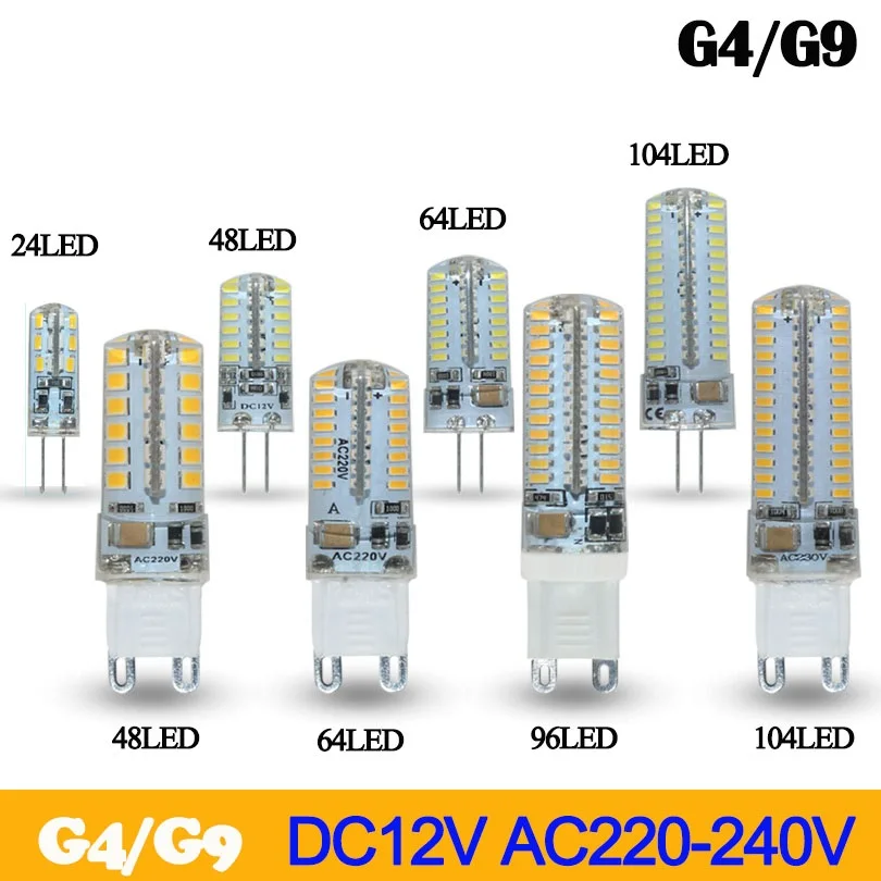10PCS LED G4 Lamp 220V 3W 4W 5W DC 12V Lampada LED Bulb SMD3014 2835 24 48 64 104L Replace 10w 30w Halogen Light Chandelier 