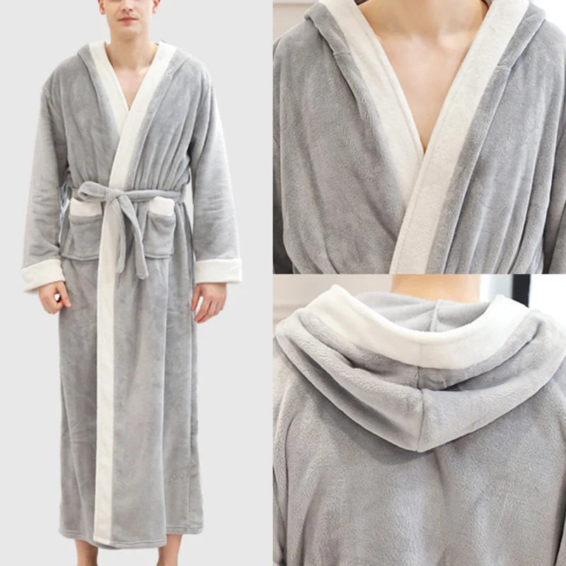 Осень и зима 2019 новый мужской бархатный халат плюс длинная ночная рубашка мужская утолщенная Пижама фланелевый Халат домашний сервис