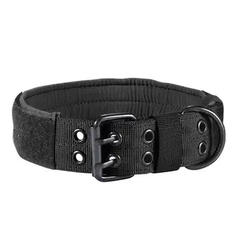 

Tactical Dog Collar Nylon Dog Collar Military Adjustable Collar for Small Medium Large Dogs with Metal Buckle Size L (Black)