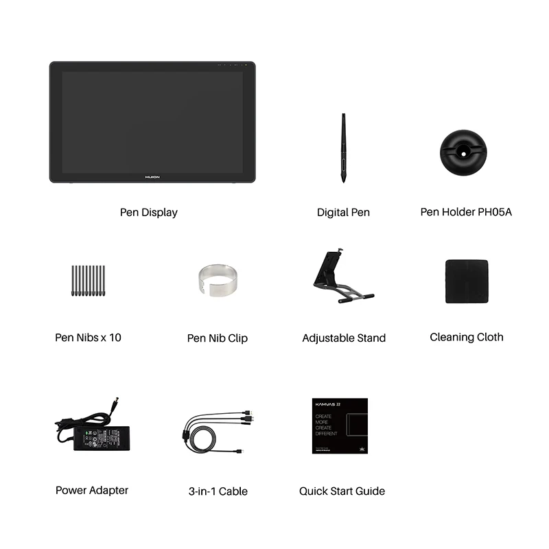HUION-Kamvas 22 ׷  º   ÷ 21.5 ġ ν  ȭ 120% s RGB Windows Mac  ȵ̵ ġ, ǻ ǽ ġ, , ȵ̵, 