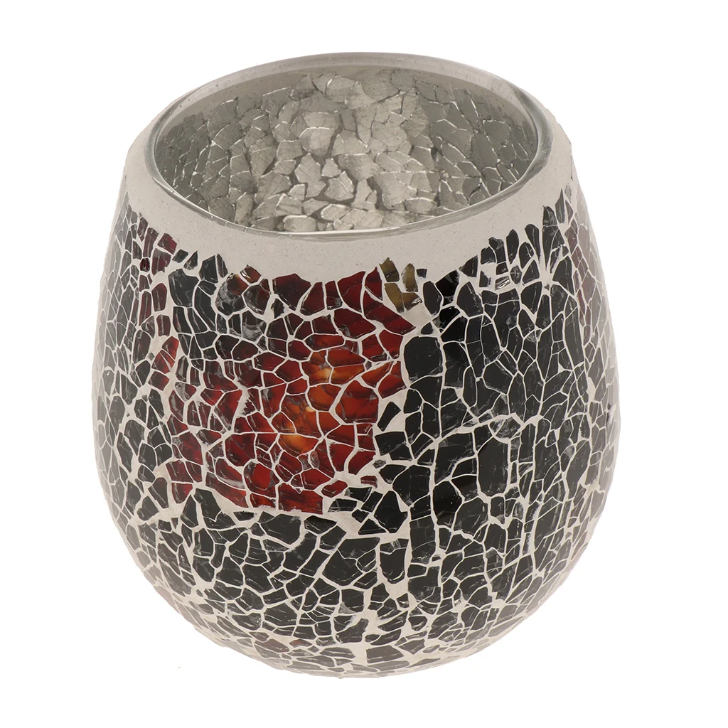 European Glass Mosaic Candle Holder Tea Light Candelabrum Mood Light Holder Case Tabletop Ornament Candlestick Home Desk Decor