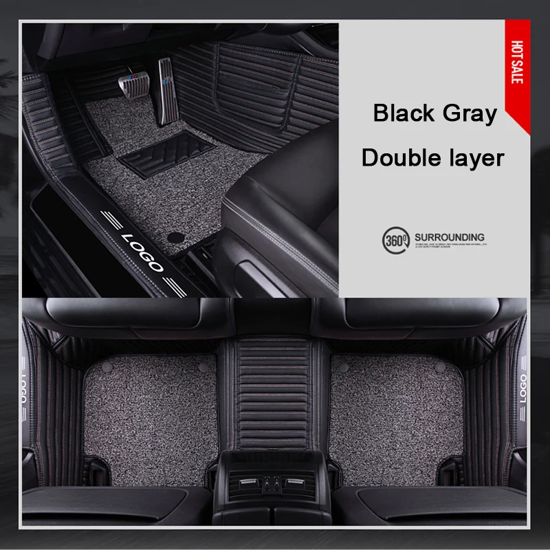 Новое обновление Водонепроницаемый кожаные автомобильные коврики на заказ для BMW 3 5 7 серия F20 E90 F30 E60 F10 F11 G30 F01 G11 X1 X3 X5 - Название цвета: black grey