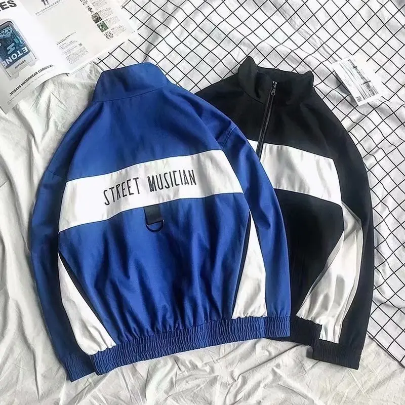 Autumn New Style Teenager Fashion Joint Lettered Trend Jacket University Style Stand Collar Versatile Loose-Fit Coat