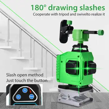 

3D Infrared Level 16 Lines Level Self-Leveling Horizontal&Vertical Cross Powerful Green Adjustment Higher Visibility